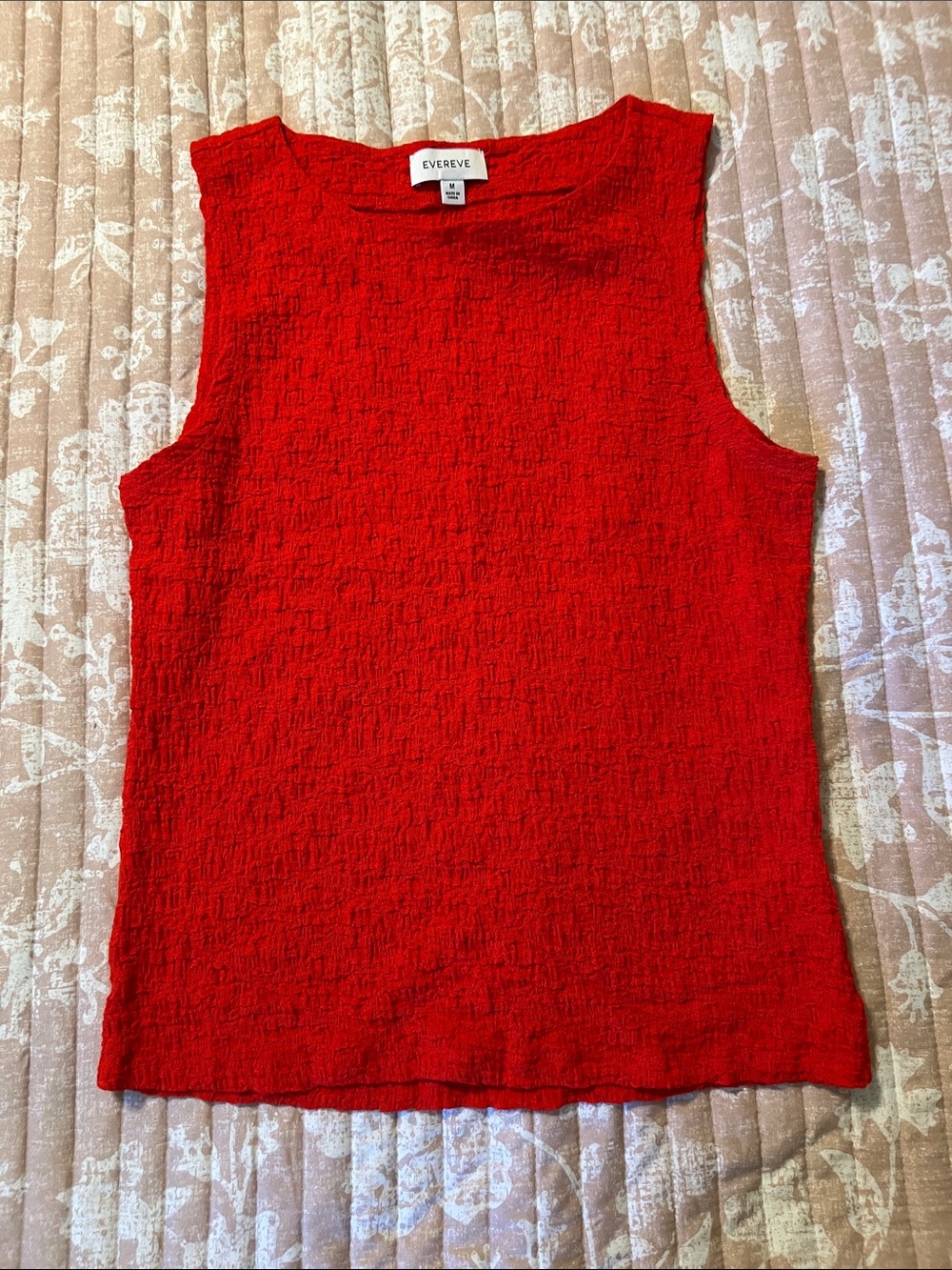 Evereve Bright Red Textured Sleeveless Tank